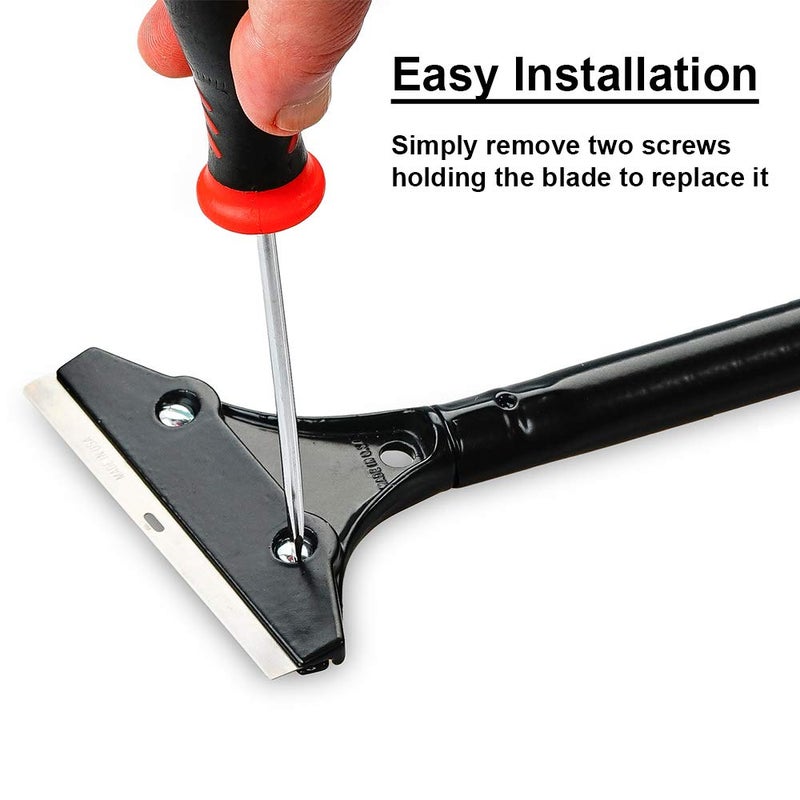 WEUPE Razor Blade Scraper, 4-inch Heavy Duty Long-Handle Scraper for Wallpaper, Paint, Floor, Tile and Windows, Rubber Grip, Made in USA - Image 3